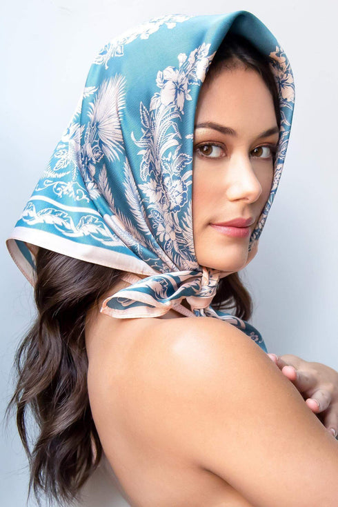 Tropical Scarf - Teal and Pink